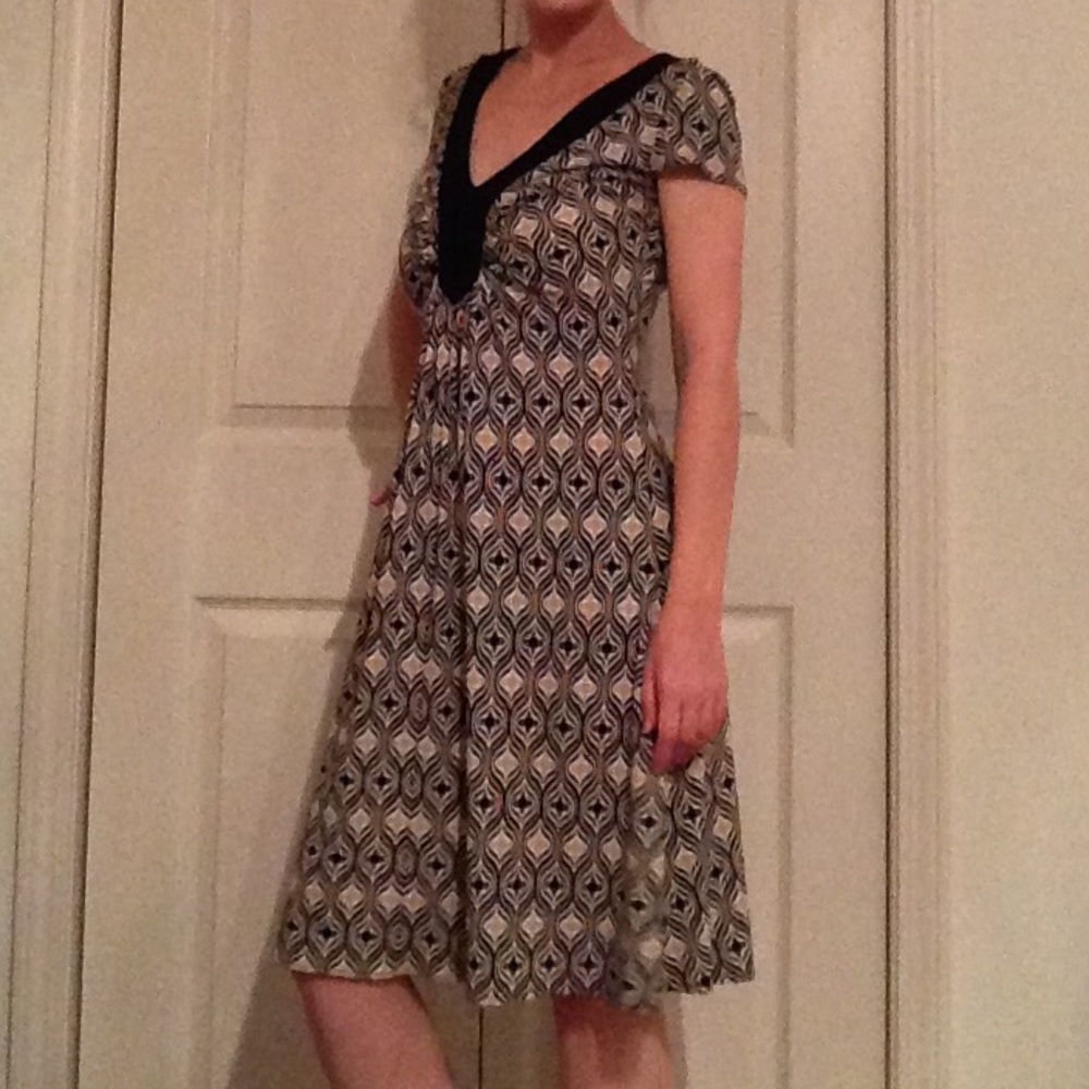New York & Company Black/Brown Cap Sleeve Dress